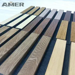 Amer tahan api ramah lingkungan 2024 produk baru modis kayu Mdf dasar panel dinding akustik Slat dengan inti hewan peliharaan