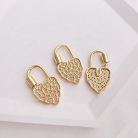 Porte-clés animal en forme de cœur avec serrure, mousqueton pivotant, colliers en pierre de homard, diamant rempli d'or, bijoux avec fermoirs en zircon