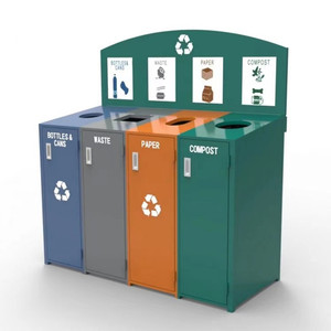 Hot Sale Steel Metal Waste Bin <strong>95</strong> <strong>Gallon</strong> Silver Garbage <strong>Can</strong> Waste and Recycling Bin - Product Image 1