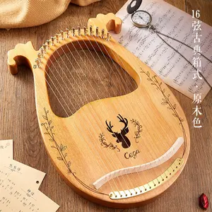 Madeira de borracha promocional barata t1078, 16 cordas, instrumento de corda pequena, harp para iniciantes