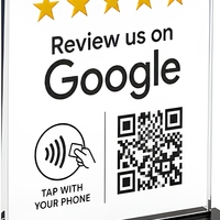 Kartu Ulasan NFC dengan Stand Meja Akrilik 13.56 MHz Layar Tanpa Kontak untuk Restoran, Hotel, Ritel, Salon