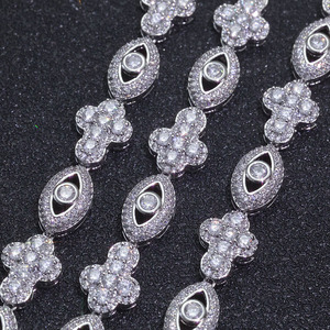 Collier tendance personnalisé Hip Hop 10 mm avec croix et œil pour hommes et femmes, chaîne à maillons plaquée argent ornée de zircons, en laiton, idéal pour les fêtes - Product Image 6