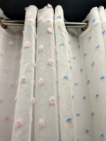 Ravissant rideau en voile transparent à pompons, style bohème, à pois, avec franges, jacquard, prêt à poser, pour chambre d'enfant, en tissu voile transparent.