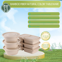 Boîte d'emballage à emporter dégradable à emporter Conteneurs alimentaires Jetable Pâte de bambou écologique Boîte à lunch à compartiments multiples