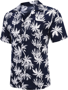 Setelan katun kasual pria, baju + celana Hawaii motif Hawaii, nyaman, kasual - Product Image 4