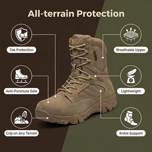 Botas de Combate YearningLeather con Puntera de Acero, Plantilla Reforzada, Resistentes a Pinchazos, Impermeables, Transpirables y Ligeras de Goma - Product Image 4