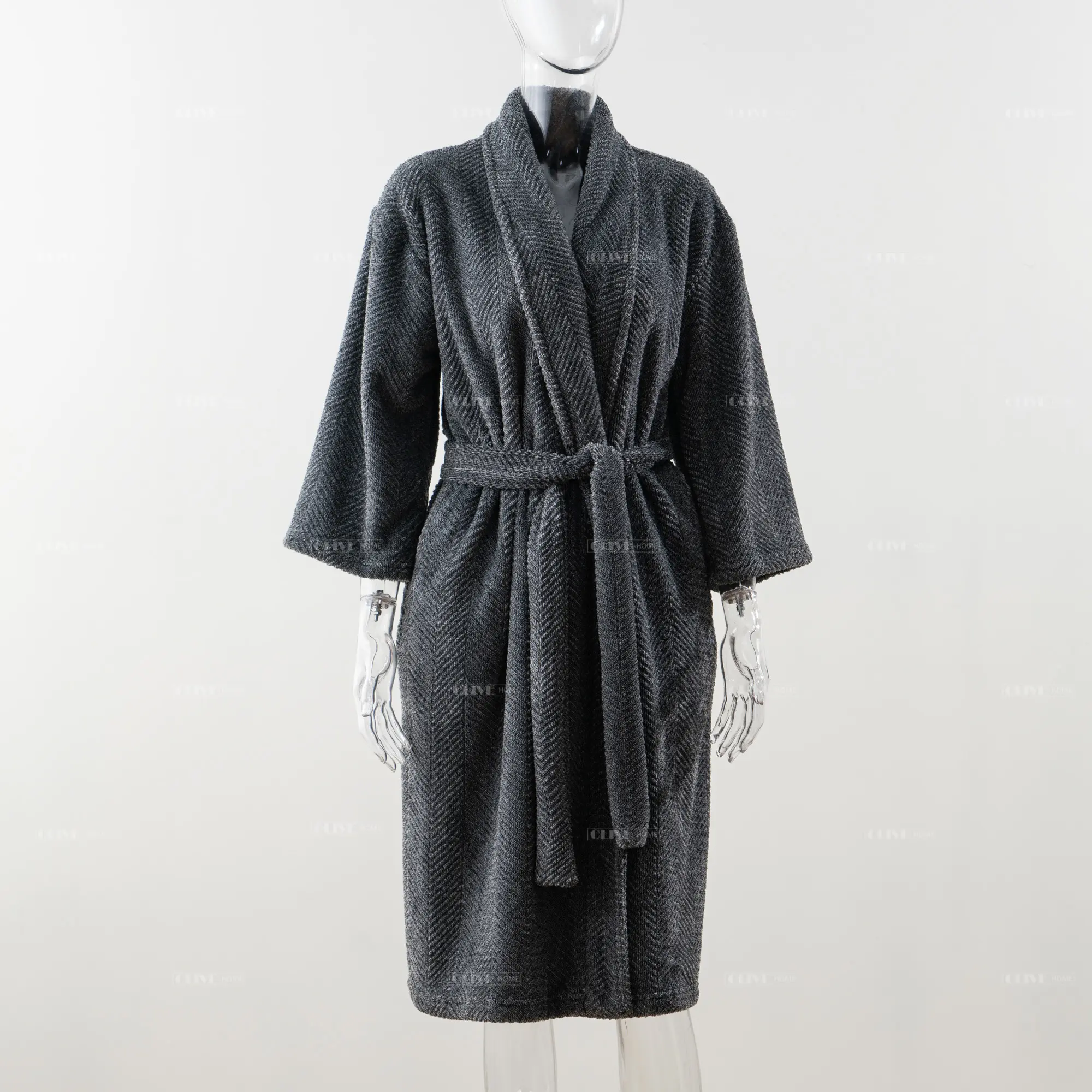 Robe en flanelle en peluche pour hommes Peignoir doux pour hommes Robe longue et chaude Peignoir long pour hommes pour bain douche Spa