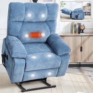 Fauteuil inclinable électrique surdimensionné bleu à double moteur, avec massage chauffant à positions infinies, <span class=keywords><strong>8</strong></span> nœuds de vibration, capacité de 350 lb et poches latérales - Product Image 1