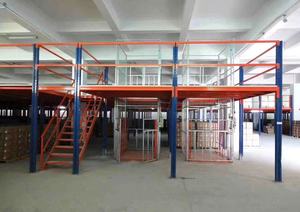 <strong>Heavy</strong> Duty <strong>Steel</strong> Mezzanine Floor System Multi Level Industrial Storage Platform with Safety Staircase and Rails - Product Image 6