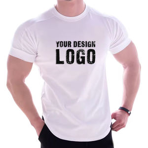 T-shirts de musculation pour hommes en gros, personnalisés, 95 % coton, 5 % élasthanne, impression personnalisée de logo, t-shirts de sport unis pour hommes - Product Image 3