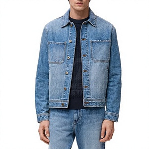 Chaqueta de Mezclilla Lavada para Hombre, Corte Regular, Cuello Mao, Logotipo Frontal, Transpirable, Ropa Casual de Invierno - Product Image 2