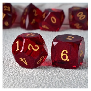 Đá quý màu đỏ lăng kính thủy tinh xúc xắc Bộ, khắc đa diện Pha Lê đa diện DND xúc xắc, 7 cái thiết lập với kim loại hộp thiếc gói - Product Image 2