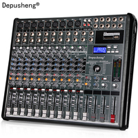 Console de mixage numérique professionnel Depusheng EG1222SD avec 16 effets de réverbération, lecture MP3, 12 canaux DJ