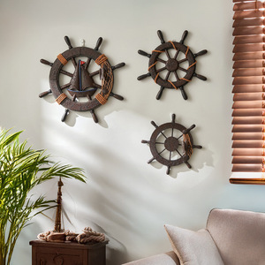 Decoración de Pared con Volante de Madera Estilo Mediterráneo, Decoración Circular para el Hogar, Paquete de Varias Piezas, Arte para Colgar - Product Image 1