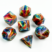 Ensemble de dés en acrylique marbré arc-en-ciel, 7 pièces, logo personnalisé, dés polyédriques à bords vifs pour jeux de rôle Dungeons & Dragons, vente en gros OEM