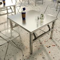 Table pliante en acier inoxydable de haute qualité Portable Home Outdoor Stall Location Table à manger carrée