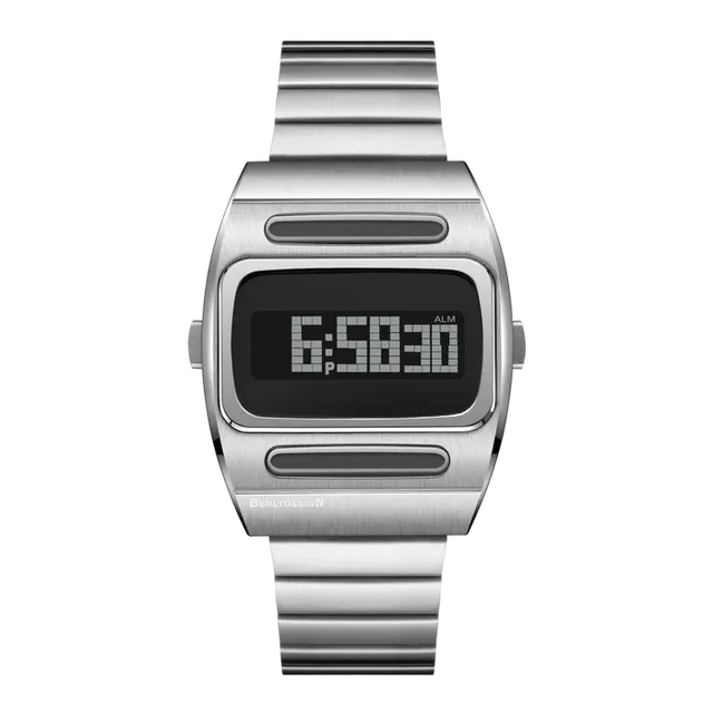 Men's Square Sports Antique Luminous Crystal Silicone Watch with Large Dial Waterproof Digital Repeater Calendar for Students