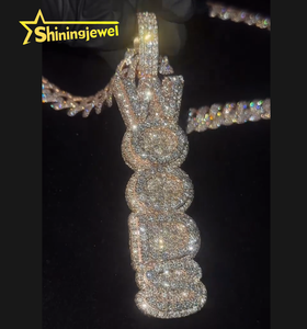 Best Selling Hip Hop Charms <strong>Pendant</strong> Customized Luxury Jewelry S925 <strong>Silver</strong> Iced Out VVS Moissanite Letter <strong>Initial</strong> Name <strong>Pendant</strong> - Product Image 5