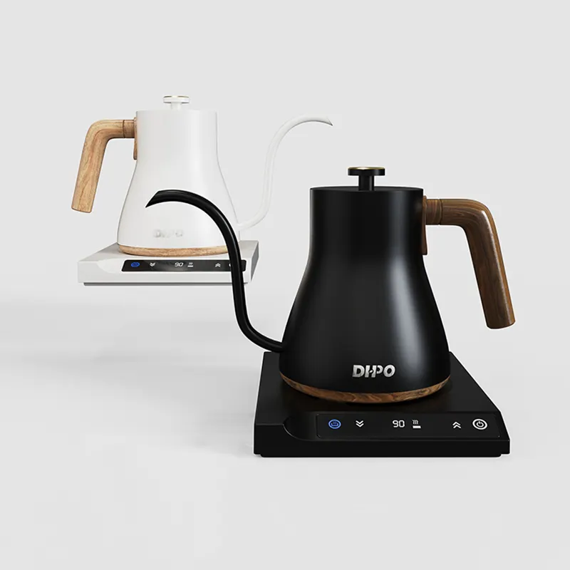 DHPO Gooseneck Kettle Temperature Control Electric Kettle Stainless Steel With Comfortable ABS Handle With Wooden Texture