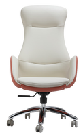 Fauteuil de bureau exécutif moderne en gros, ergonomique, en cuir PU, pivotant, réglable en hauteur, pour bureau à domicile, avec cadre en bois et dossier inclinable