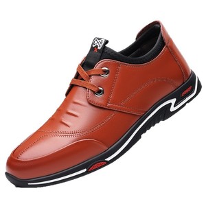 Chaussures décontractées en cuir à lacets pour hommes, bout rond, dessus en cuir véritable, semelle extérieure en caoutchouc, confortables, mode automne, chaussures bateau - Product Image 5