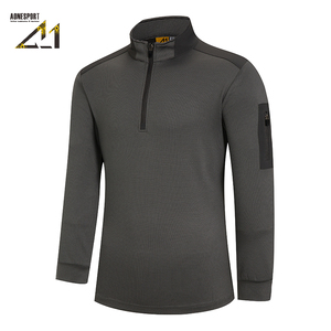 A-1 Men's Solid Long Sleeve Quarter Zip Top Knitted Fabric Quick Dry Breathable Outdoor <b>Layering</b> Shirt Arm Pocket - Product Image 3