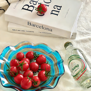 طبق زجاجي متعدد الألوان لتخزين الفواكه، تصميم فاخر غير منتظم الشكل، زينة لغرفة المعيشة والحفلات - Product Image 6