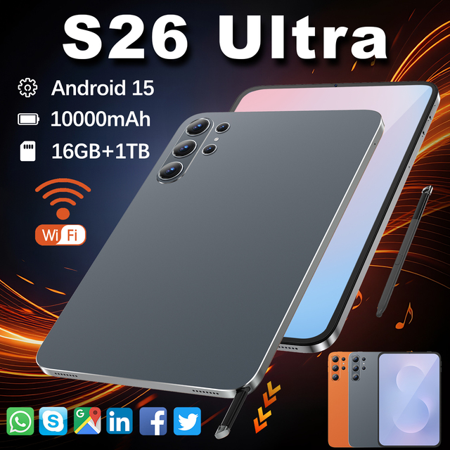 Hot Sale S26 Ultra 10.1 Inch Large Screen Tablet PC 16MP+32MP Dual Cameras 10000mAh Battery Android 15 for Global Market