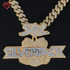 कस्टम मोइससानाइट पेलेंट हार डीवीव डायमंड 925 सिल्वर लेटर मोइससानाइट पेलेंट - Product Image 1