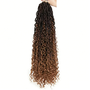Wispy élastique <span class=keywords><strong>bouclés</strong></span> Crochet <span class=keywords><strong>cheveux</strong></span> 18 pouces 24 brins Faux déesses de la rivière Locs tresses synthétiques pour les femmes - Product Image 5