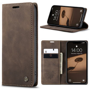 Funda tipo Cartera de cuero para tarjetas magnéticas para iPhone 16E 16 <span class=keywords><strong>pro</strong></span> Max <span class=keywords><strong>15</strong></span> Plus Flip Plain <span class=keywords><strong>Book</strong></span> Pocket Stand Phone Cover - Product Image 2