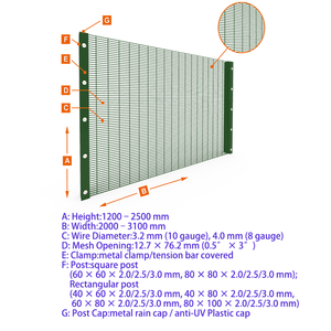 Clôture en treillis de sécurité anti-coupure en acier galvanisé et thermolaqué, extrême durabilité, panneau maillé 358 robuste - Product Image 2