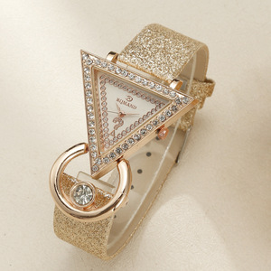2PCS <strong>Women's</strong> <strong>Watch</strong> Fashion Triangle Rhinestone Ladies Quartz <strong>Watches</strong> Wide Bracelet Bangle <strong>Set</strong> Reloj Mujer Girls Clock Gift - Product Image 2