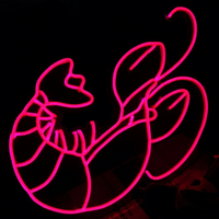 Livraison rapide, enseigne au néon LED en acrylique personnalisée, thème fruits de mer, enseigne lumineuse LED, décoration néon écrevisse, crabe, calmar