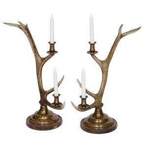 Buy Online Antler Shape Brass Candlestick Holder Gift Sets Anti Slip Tabletop Display Luxury <b>Candle</b> Stand for Christmas Decor - Product Image 1