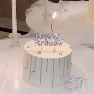 น้ำผึ้งและความหวาน ท็อปเปอร์เค้กสุขสันต์วันเกิด อะคริลิคดีไซน์ลายหยดน้ำระยิบระยับ สำหรับวันวาเลนไทน์ งานเฉลิมฉลองเทศกาลชิซี - Product Image 3