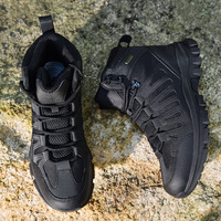 Bottes tactiques montantes pour hommes, respirantes, à fermeture éclair, en cuir synthétique, style désert marron - Vente en gros transfrontalière