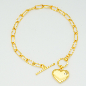 Pulsera Radiante de Oro Sólido 9K/14K/18K con Motivo de Corazón y Eslabones Tipo Clip, Cadena Sofisticada con Diamante de Laboratorio, Ideal para Regalo - Product Image 6