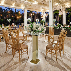 Modern High <b>Table</b> <b>Top</b> Flower Stand with Gold Silver Columns <b>Wedding</b> Centerpieces and <b>Table</b> <b>Decorations</b> - Product Image 2