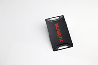 Carte de visite de luxe en acier inoxydable noir mat, gravée au laser avec logo personnalisé et impression UV, forme sur mesure