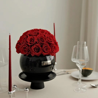 Luxuriöse Blumen-Kuppelvase mit Konservierter Rose für Heimdekoration - Langlebige Dekoration für Weihnachten, Erntedankfest und Chinesisches Neujahr
