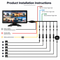 Sistema de Cámara para Camiones con IA BSD de 10.36'', Monitor AHD de 6 Canales, Detección de Peatones y Vehículos, Advertencia, para Camiones Comerciales, Autobuses, RV, Flotas, Impermeable
