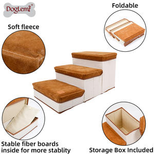 บันไดพับได้หรูหราสำหรับสุนัขบันไดสัตว์เลี้ยงแบบ3ขั้นพับได้พร้อมกล่องเก็บสัตว์อุปกรณ์เสริมสำหรับสัตว์เลี้ยง - Product Image 4