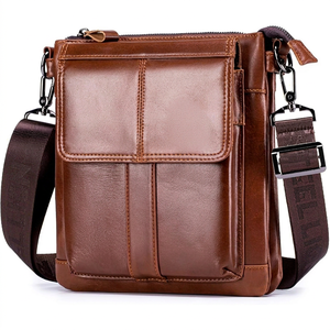 Classic Genuine Leather <b>Laptop</b> And Crossbody <b>Bag</b> With Adjustable Shoulder Strap For Work Travel Business And Everyday Daily Use - Product Image 1