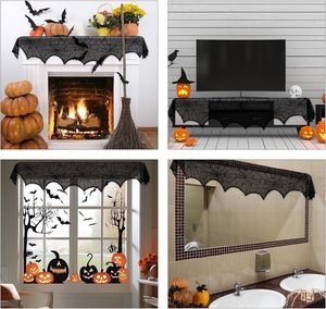 Telaraña chimenea bufanda Halloween chimenea decoración, encaje telaraña chimenea manto bufanda, decoración encaje negro telaraña - Product Image 5