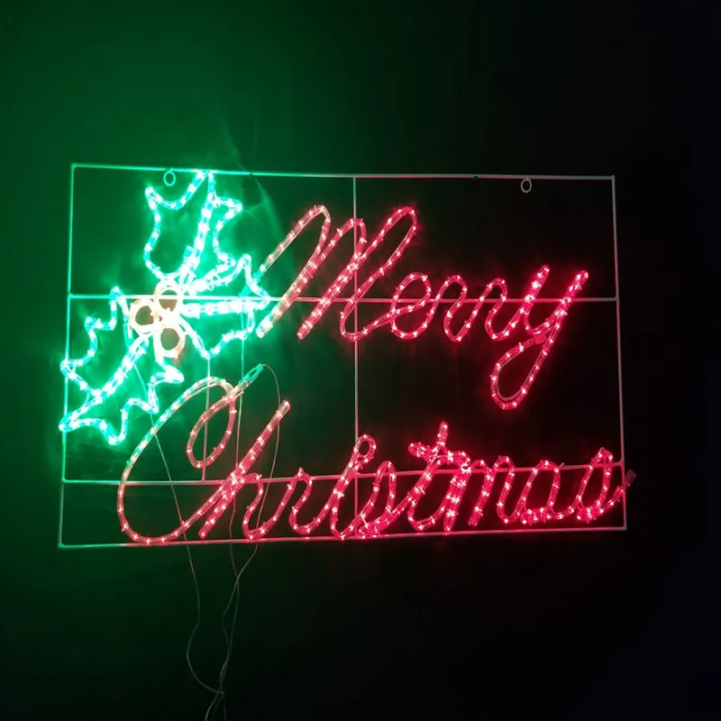 Outdoor 2D LED seil licht skulptur beleuchtete frohe weihnachten zeichen motiv