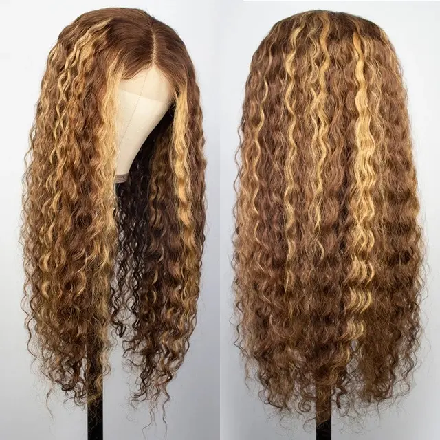 Peluca de cabello humano rizado brasileño de alta densidad, cabello virgen ombré 13x4 Hd con encaje frontal, venta al por mayor
