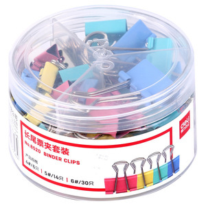 Deli <b>Binder</b> Clip 75mm Metal Colored Long Tail Office Supply Set - Product Image 2