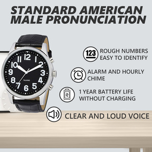 Reloj parlante XL para hombre, con números grandes y esfera negra, para personas con discapacidad visual, ciegas o mayores - Product Image 4