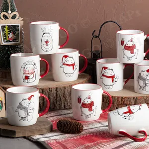 Tazas de cerámica con patrones de oso navideño, tazas personalizadas con diferentes formas y capacidades